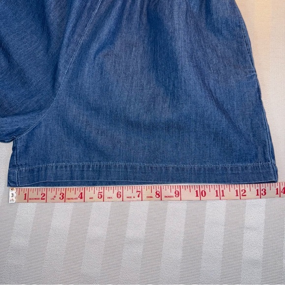 CI SONO Los Angeles Denim Romper Sz Small Off the Shoulder Ruffle Pockets EUC - Picture 11 of 12